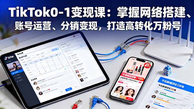 TikTok0-1变现课：掌握网络搭建、账号运营、分销变现，打造高转化万粉号-恒创联盟资源网