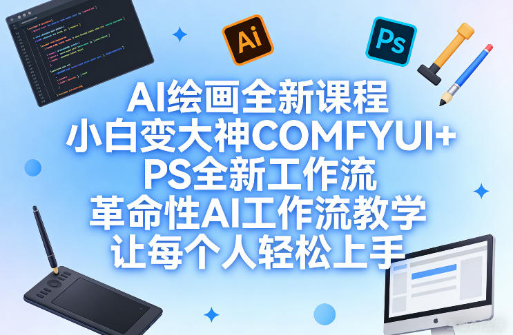 AI绘画全新课程，小白变大神COMFYUI+PS全新工作流，革命性AI工作流教学，让每个人轻松上手-恒创联盟资源网