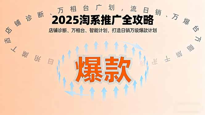 2025淘系推广全攻略，店铺诊断、万相台、智能计划，打造日销万级爆款计划-恒创联盟资源网