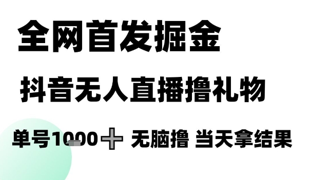 全网首发掘金抖音无人直播撸礼物，单号1k +无脑撸，当天拿结果【揭秘】-恒创联盟资源网