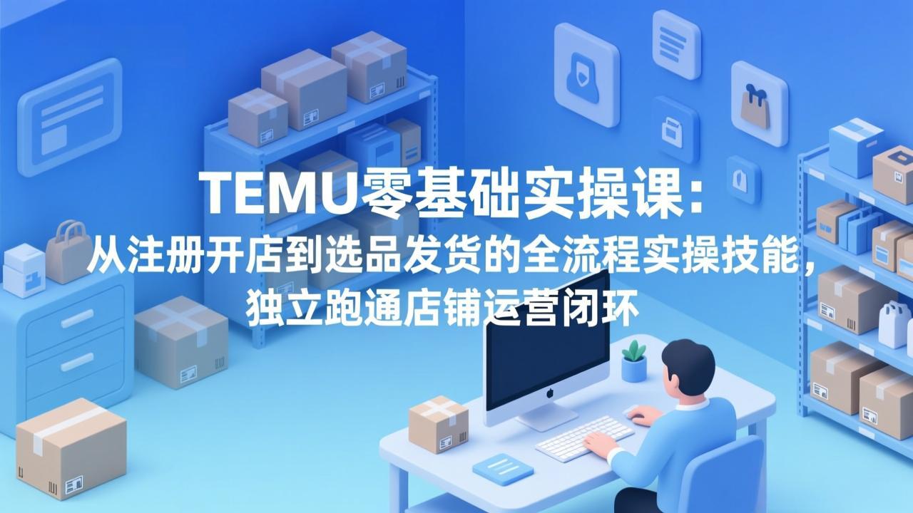 TEMU零基础实操课：从注册开店到选品发货的全流程实操技能，独立跑通店铺运营闭环-恒创联盟资源网