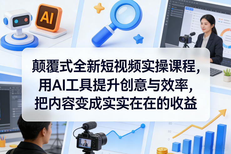 颠覆式全新短视频实操课程，用AI工具提升创意与效率，把内容变成实实在在的收益-恒创联盟资源网