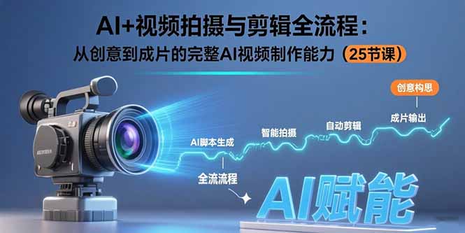 AI+视频拍摄与剪辑全流程:从创意到成片的完整AI视频制作能力(25节课-恒创联盟资源网