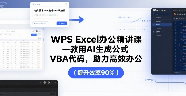 WPS Excel办公精讲课,教用 AI 生成公式,VBA 代码,助力高效办公-恒创联盟资源网