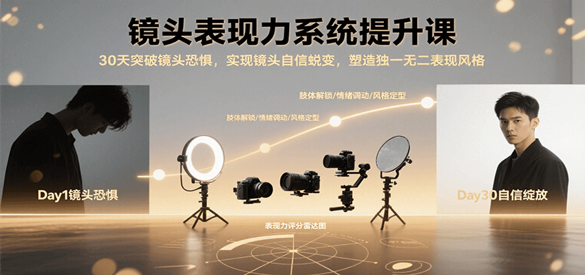 镜头表现力系统提升课，30天突破镜头恐惧实现自信蜕变，塑造独一无二表现风格-恒创联盟资源网