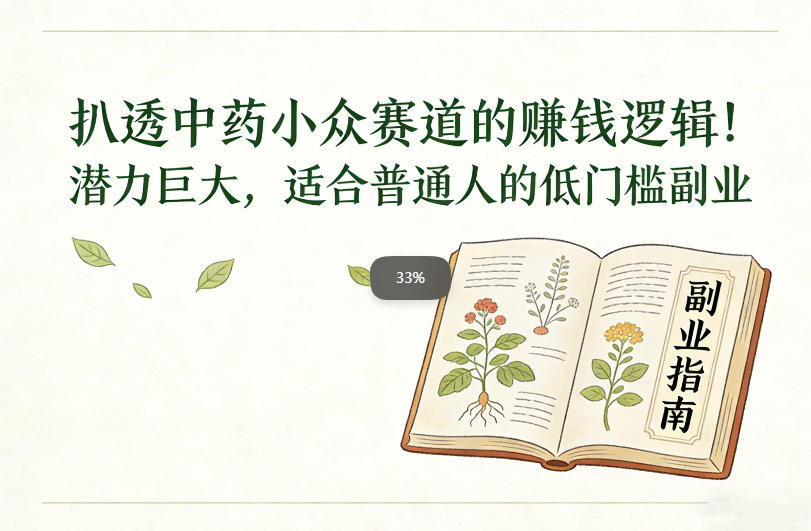 扒透中药小众赛道的賺米逻辑，潜力巨大，适合普通人的低门槛副业-恒创联盟资源网