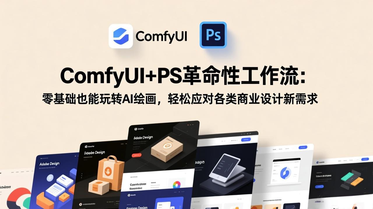 ComfyUI+PS革命性工作流：零基础也能玩转AI绘画，轻松应对各类商业设计新需求-恒创联盟资源网