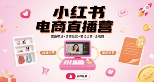 小红书电商直播营,直播带货+店铺运营+笔记运营=全电商-恒创联盟资源网