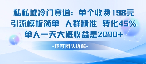 私域冷门赛道单个收费198米引流模板简单人群精准 45%的转化率单人一天大概收益多张-恒创联盟资源网