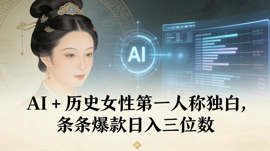 AI+历史女性第一人称独白,条条爆款日入三位数-恒创联盟资源网