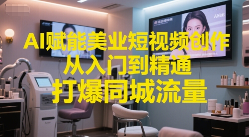 AI赋能美业短视频创作,从入门到精通,打爆同城流量,超级AI工具短视频实操落地-恒创联盟资源网