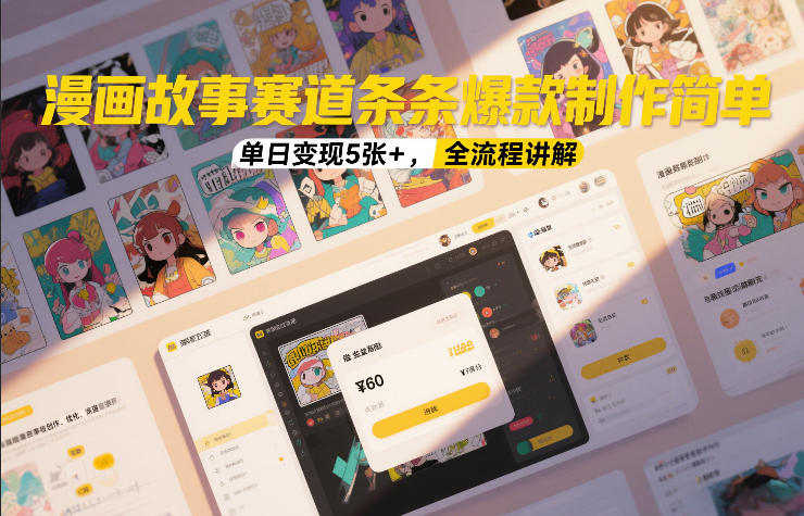漫画故事赛道条条爆款制作简单，单日变现5张+，全流程讲解-恒创联盟资源网