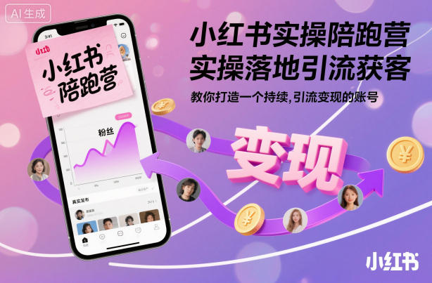 小红书实操陪跑营,实操落地引流获客,教你打造一个持续引流变现的账号-恒创联盟资源网