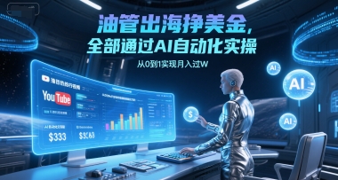 油管出海挣美金，全部通过AI自动化实操，从0到1实现月入过W-恒创联盟资源网