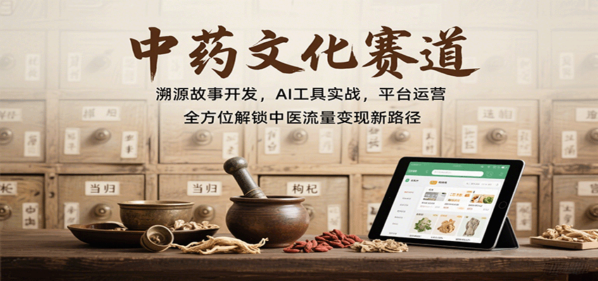 中药文化赛道：溯源故事开发，AI工具实战，平台运营，全方位解锁中医流量变现新路径-恒创联盟资源网