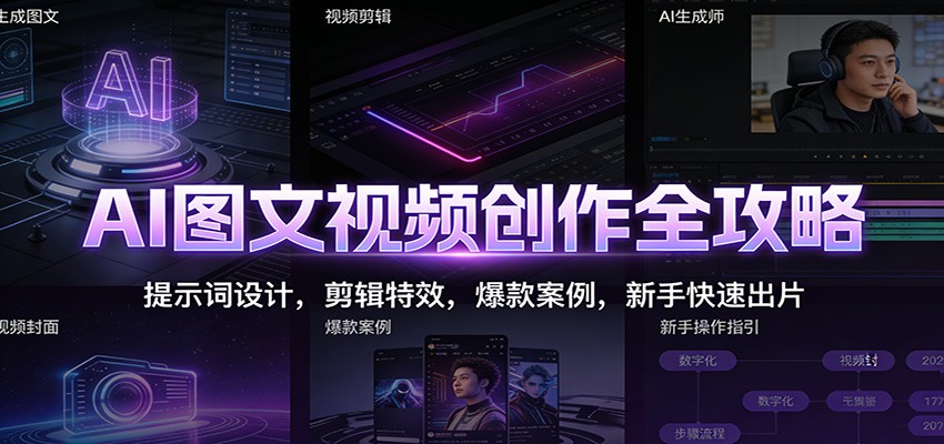AI图文视频创作全攻略：提示词设计，剪辑特效，爆款案例，新手快速出片-恒创联盟资源网