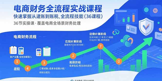 电商财务全流程实战课程：快速掌握从建账到报税的全流程技能(36节课-恒创联盟资源网