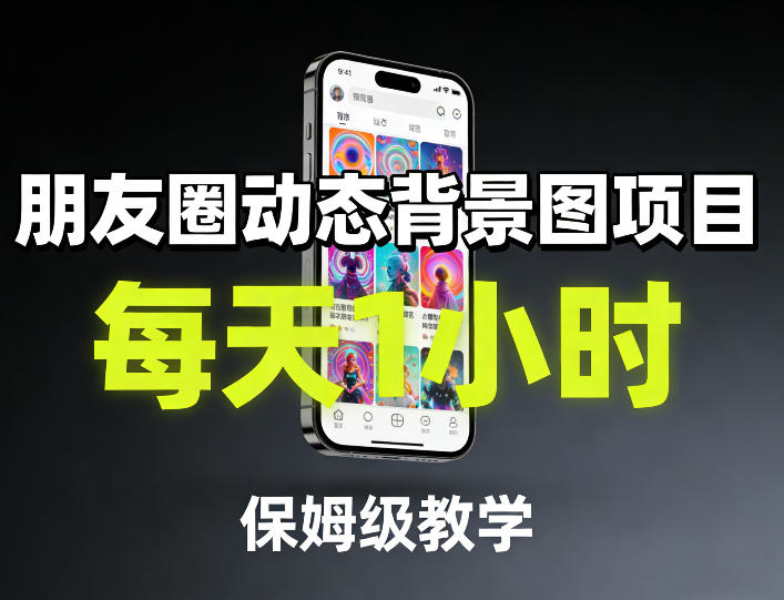 朋友圈动态背景图项目，每天1小时，保姆级教学-恒创联盟资源网