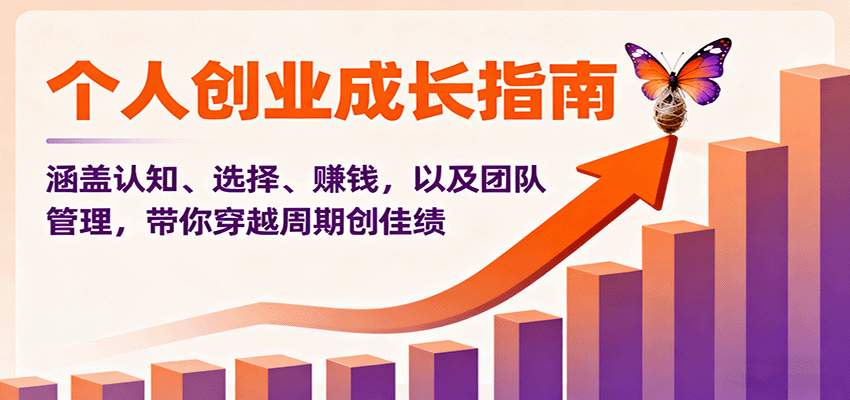 个人创业成长指南：涵盖认知、选择、赚钱，以及团队管理，带你穿越周期创佳绩-恒创联盟资源网