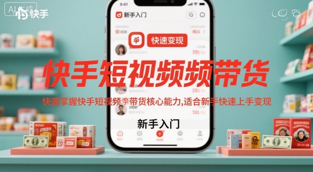 快手短视频带货，快速掌握快手短视频带货核心能力，适合新手快速上手变现-恒创联盟资源网