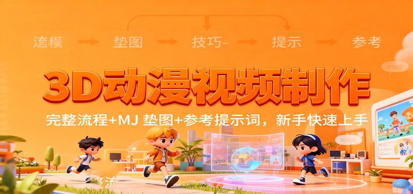 3D动漫视频制作,完整流程+MJ 垫图+参考提示词,新手快速上手-恒创联盟资源网