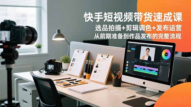 快手短视频带货速成课，选品拍摄+剪辑调色+发布运营，从前期准备到作品发布的完整流程-恒创联盟资源网