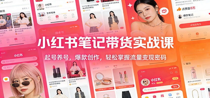 小红书笔记带货实战课：起号养号，爆款创作，轻松掌握流量变现密码-恒创联盟资源网