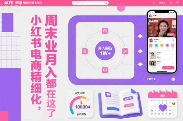 小红书电商精细化运营全流程,周末副业月入1W+,全套方法都在这了-恒创联盟资源网