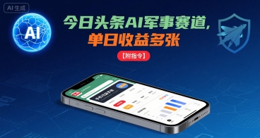 今日头条AI军事赛道，单日收益多张 ，手机可做【附指令】-恒创联盟资源网