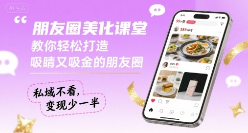 朋友圈美化课堂,教你轻松打造,吸睛又吸金的朋友圈,私域不看,变现少一半-恒创联盟资源网