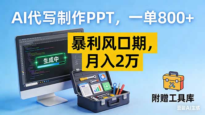 AI代写制作PPT，一单800+， 暴利风口期，月入2万【附工具】-恒创联盟资源网