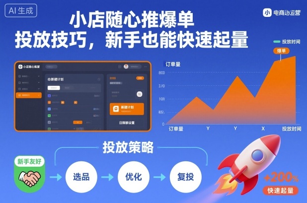 小店随心推爆单投放技巧,新手也能快速起量-恒创联盟资源网