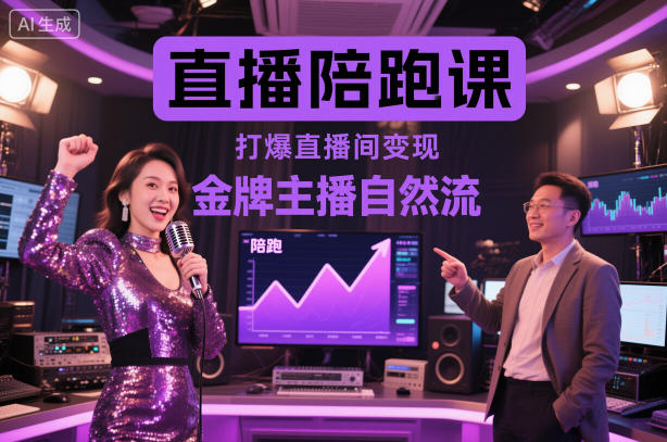直播陪跑课,金牌主播自然流打爆直播间,复制高变现玩法-恒创联盟资源网