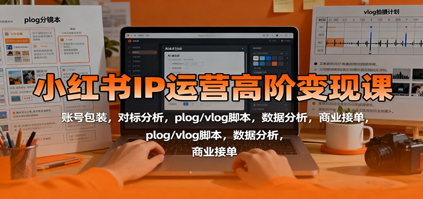 小红书IP运营高阶变现课:账号包装,对标分析,plog/vlog脚本,数据分析,商业接单-恒创联盟资源网