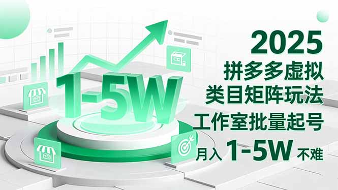 2025 拼多多虚拟类目矩阵玩法,工作室批量起号,月入 1-5W 不难-恒创联盟资源网