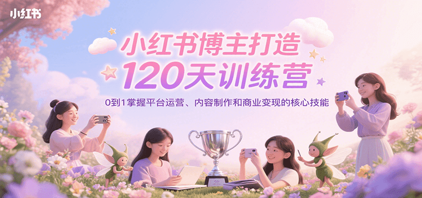 小红书博主打造120天训练营，0到1掌握平台运营、内容制作和商业变现-恒创联盟资源网