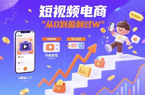 短视频电商：短视频变现从0到盈利过W-恒创联盟资源网