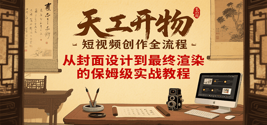 天工开物短视频创作全流程，从封面设计到最终渲染的保姆级实战教程-恒创联盟资源网