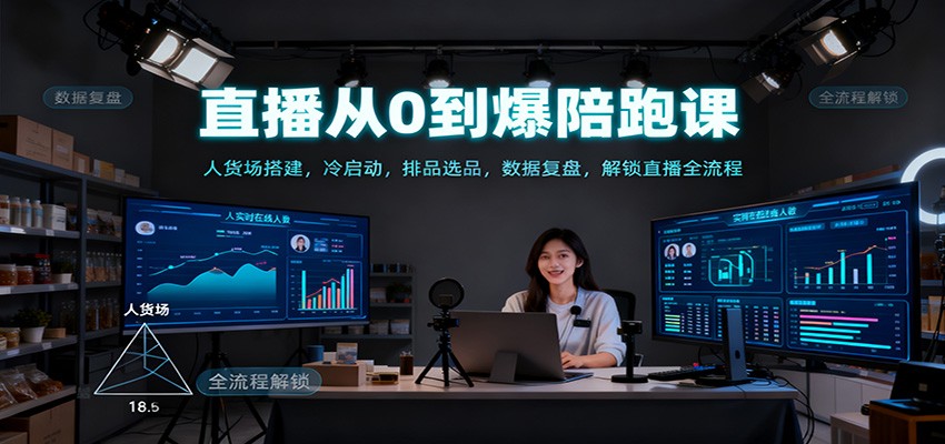 直播从0到爆陪跑课:人货场搭建,冷启动,排品选品,数据复盘,解锁直播全流程-恒创联盟资源网