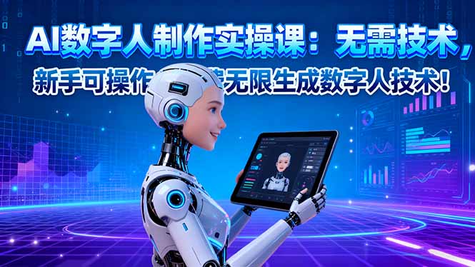 AI数字人制作实操课：无需技术，新手可操作，免费无限生成数字人技术！-恒创联盟资源网