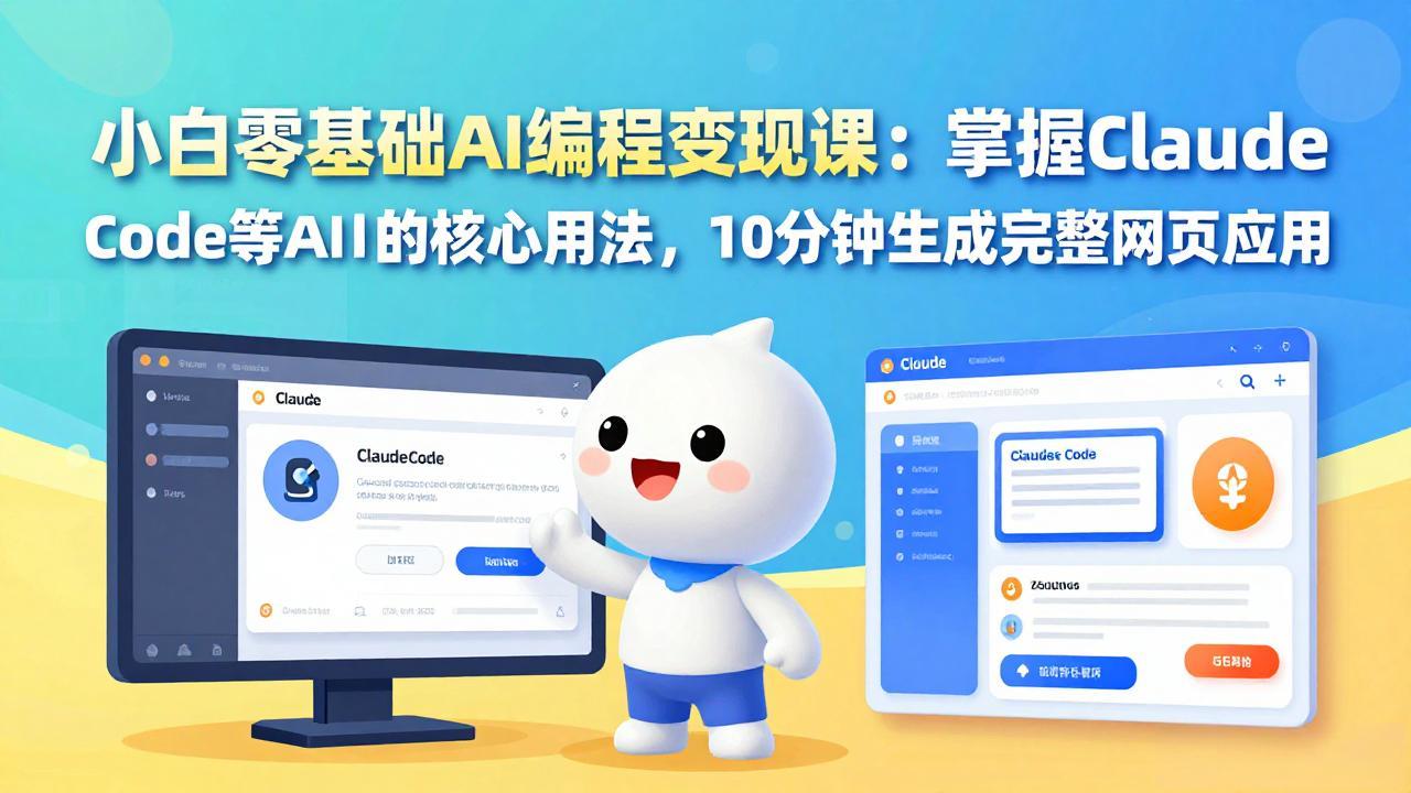 小白零基础AI编程变现课：掌握Claude Code等AI工具的核心用法，10分钟生成完整网页应用-恒创联盟资源网