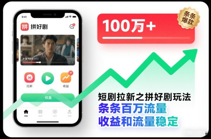 短剧拉新之拼好剧玩法,条条百万流量,收益和流量稳定-恒创联盟资源网