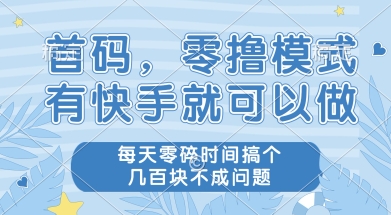 首码零撸项目，有快手就可以做，每天业务时间搞个几张不是问题【揭秘】-恒创联盟资源网