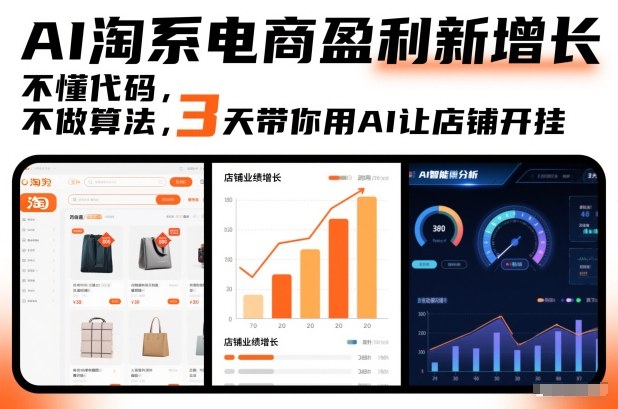 AI淘系电商盈利新增长，不懂代码，不做算法，3天带你用AI让店铺开挂-恒创联盟资源网