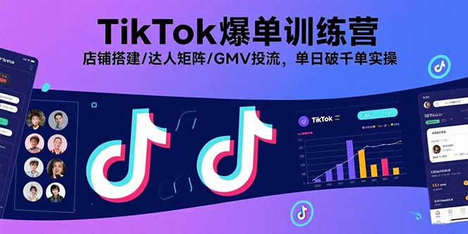 TikTok爆单训练营,店铺搭建/达人矩阵/GMV投流,单日破千单实操-恒创联盟资源网