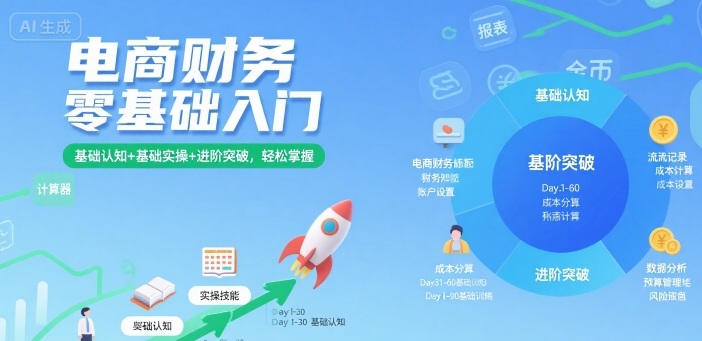 电商财务零基础入门，基础认知+基础实操+进阶突破，轻松掌握-恒创联盟资源网
