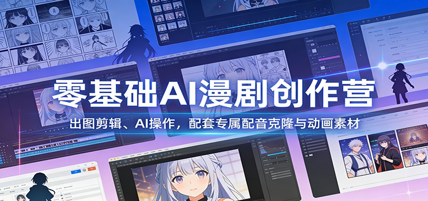 零基础AI漫剧创作营：出图剪辑、AI操作，配套专属配音克隆与动画素材-恒创联盟资源网