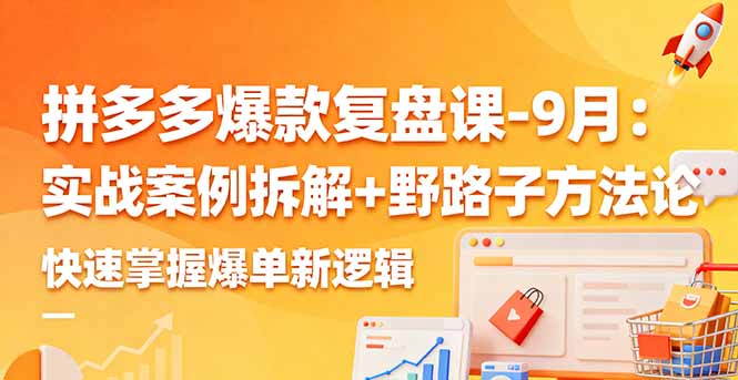 拼多多爆款复盘课-9月:实战案例拆解+野路子方法论,快速掌握爆单新逻辑-恒创联盟资源网