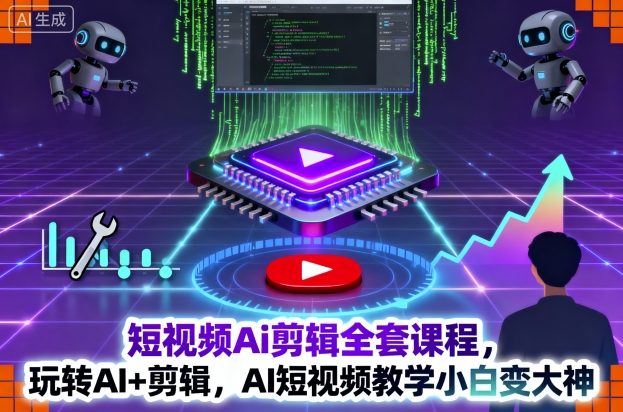 短视频Ai剪辑全套课程，玩转AI+剪辑，AI短视频教学小白变大神-恒创联盟资源网