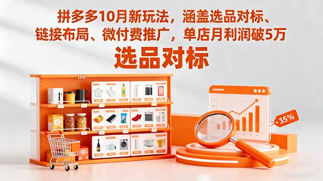 拼多多10月新玩法,涵盖选品对标、链接布局、微付费推广,单店月利润破5万-恒创联盟资源网
